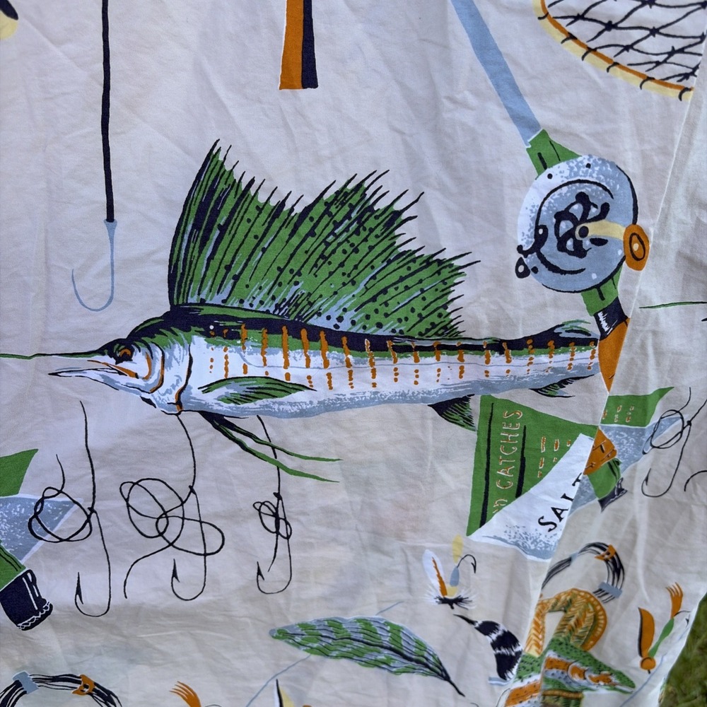 J.CREW Fishing Print Dress Size 4 Cotton Sundress Salt Water Fish Marlin Trout - Picture 3 of 16